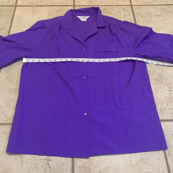 VTG Ship 'n Shore Silken Wonder Purple Blouse Top Size 38 Poly Long Sleeve Retro - Picture 5 of 6